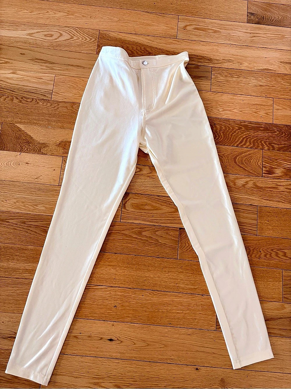 American Apparel Disco Pants Cream High Waist Size small. Fits Xs